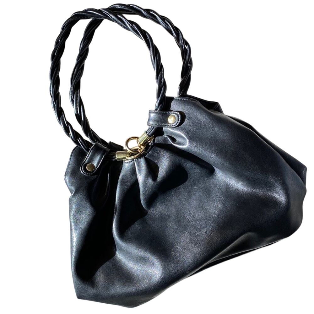 Relic Black Hobo Bag with Braided Handles Gold Hardware
